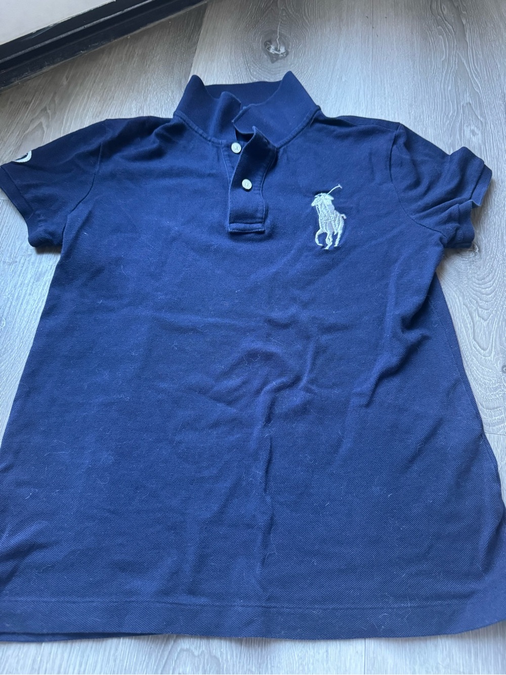 Vintage Ralph Lauren Polo Shirt for Kids - Navy Blue with Embroidered Logo Sz M